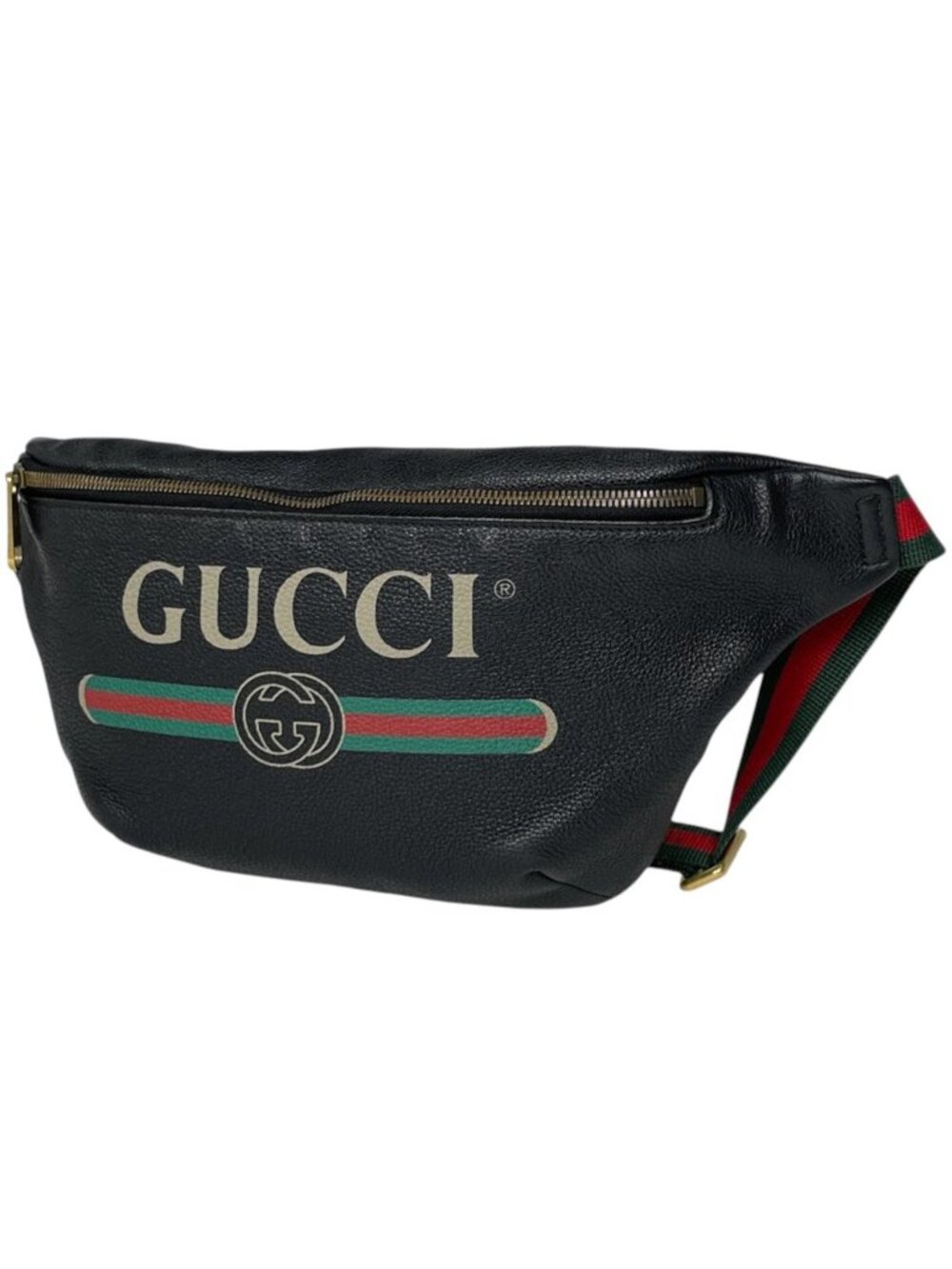 Gucci Belt Bag Logo Sherry Line Web Leather Black